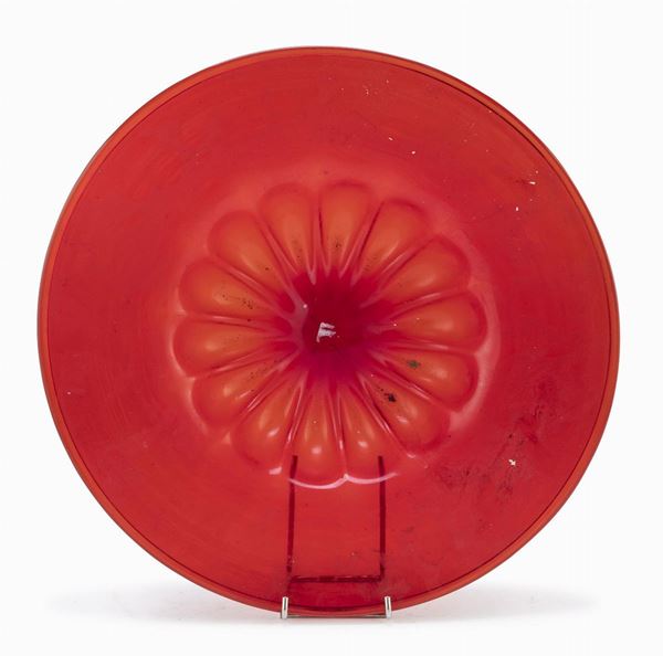 PIATTO IN VETRO SOFFIATO ROSSO, MURANO