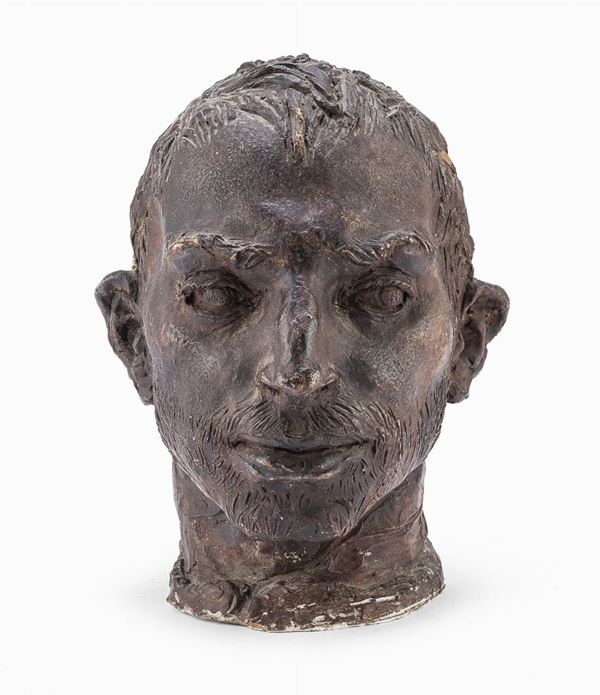 TERRACOTTA PATINATA TESTA DI UOMO