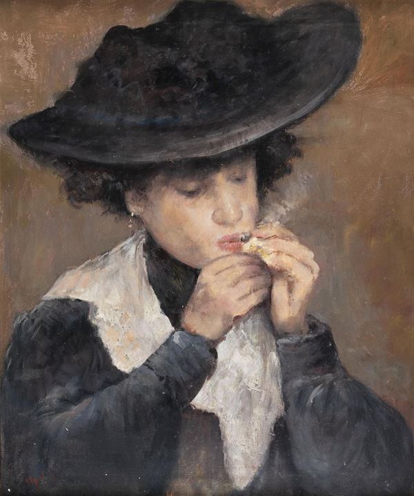 DIPINTO FANCIULLA CON SIGARETTA