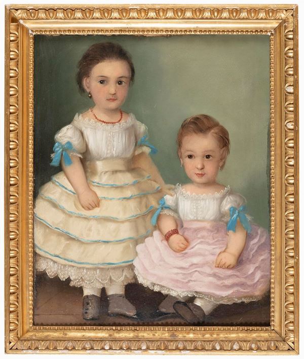 DIPINTO RITRATTO DI DUE BAMBINE