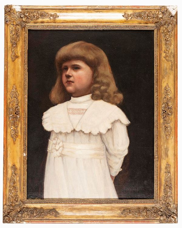 DIPINTO RITRATTO DI FANCIULLA IN BIANCO