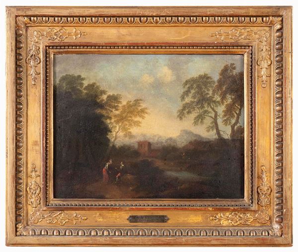 DIPINTO PAESAGGIO DI PITTORE FRANCESE DEL SETTECENTO