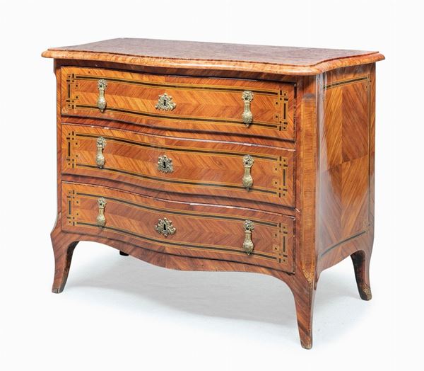 COMMODE IN BOIS DE ROSE, FRANCIA TRANSIZIONE