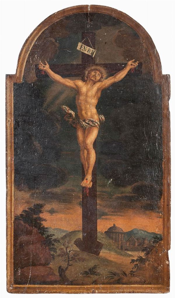 DIPINTO SU TAVOLA CRISTO CROCIFISSO