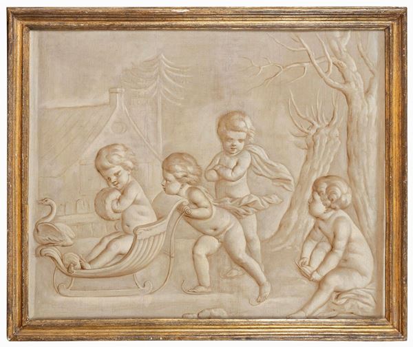 GRISAILLE GIOCHI DI PUTTI DI SCUOLA BOLOGNESE