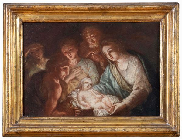 DIPINTO VENETO ADORAZIONE DEI PASTORI DEL SETTECENTO