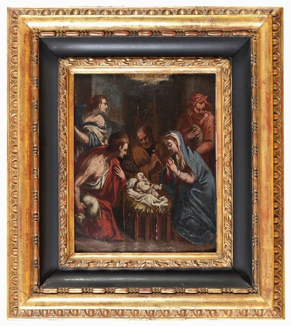 DIPINTO ADORAZIONE DEI PASTORI DEL CINQUECENTO