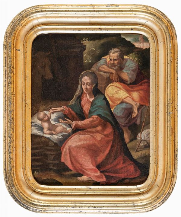 FUGA IN EGITTO DI PITTORE BOLOGNESE TARDO MANIERISTA