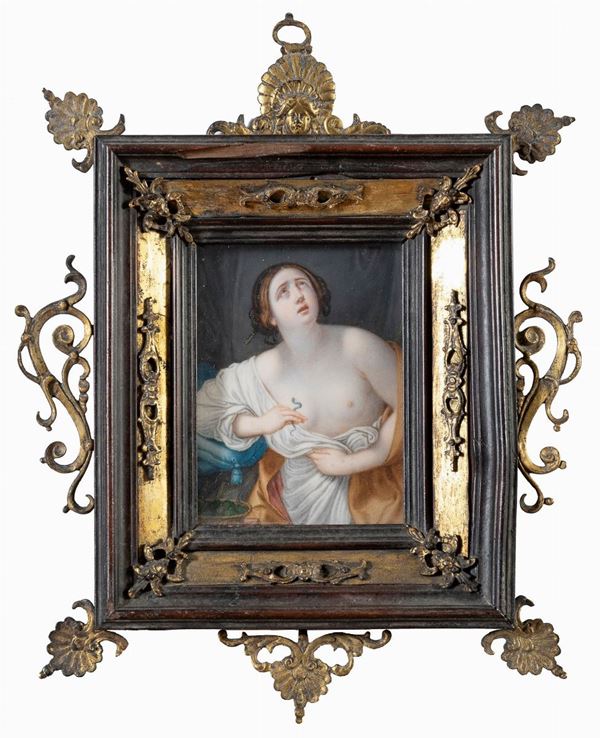 MINIATURA CLOEPATRA CON CORNICE LEGNO E BRONZI