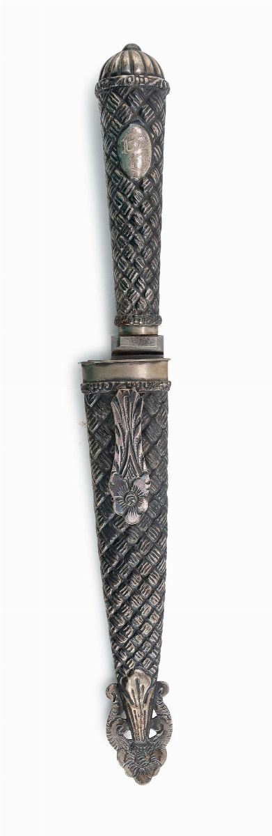 COLTELLO CON FODERO IN ARGENTO, PUNZONE ARGENTINA