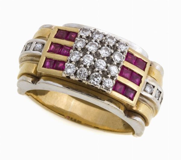 ANELLO CON BRILLANTI E RUBINI