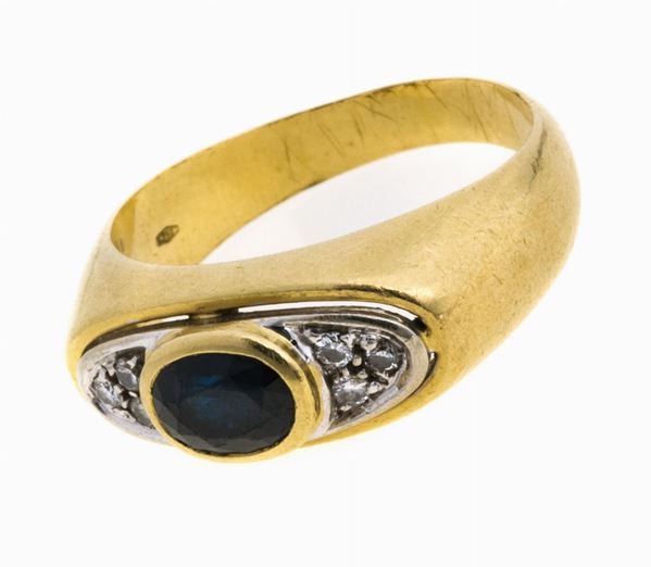 ANELLO CON ZAFFIRO E BRILLANTI