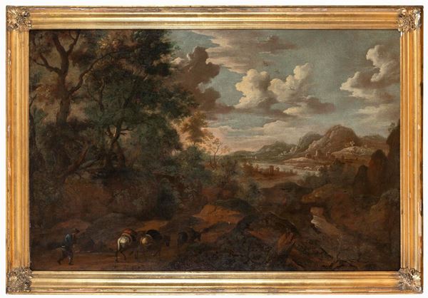GRANDE PAESAGGIO DI PITTORE OLANDESE DEL SEICENTO