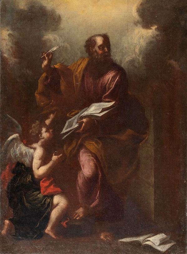 SAN MATTEO E L&#39;ANGELO DI PITTORE GENOVESE DEL SEICENTO