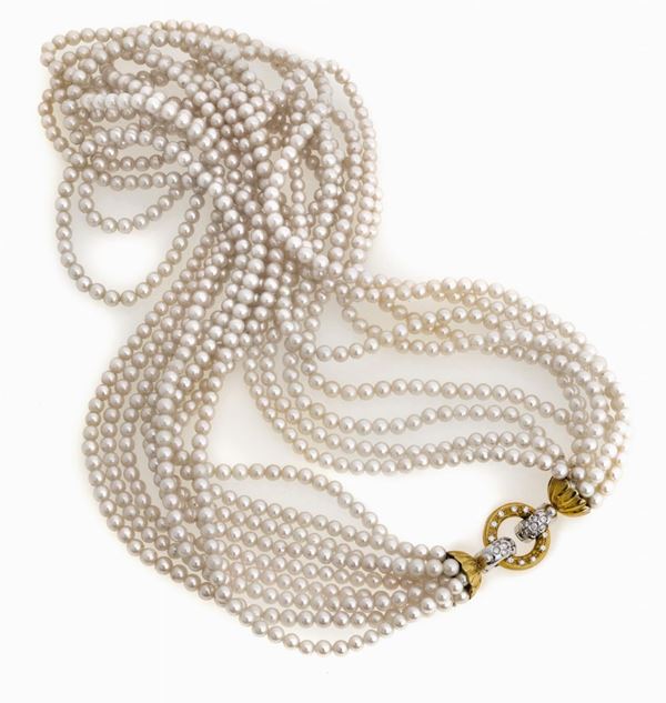 GIROCOLLO DI PERLE CON BRILLANTI
