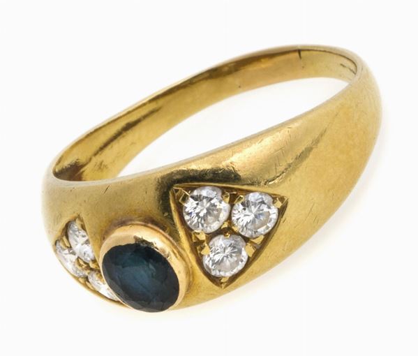 ANELLO CON ZAFFIRO E BRILLANTI