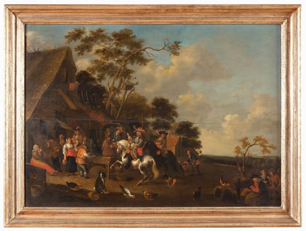 SOSTA DI CAVALIERI DI PITTORE FIAMMINGO