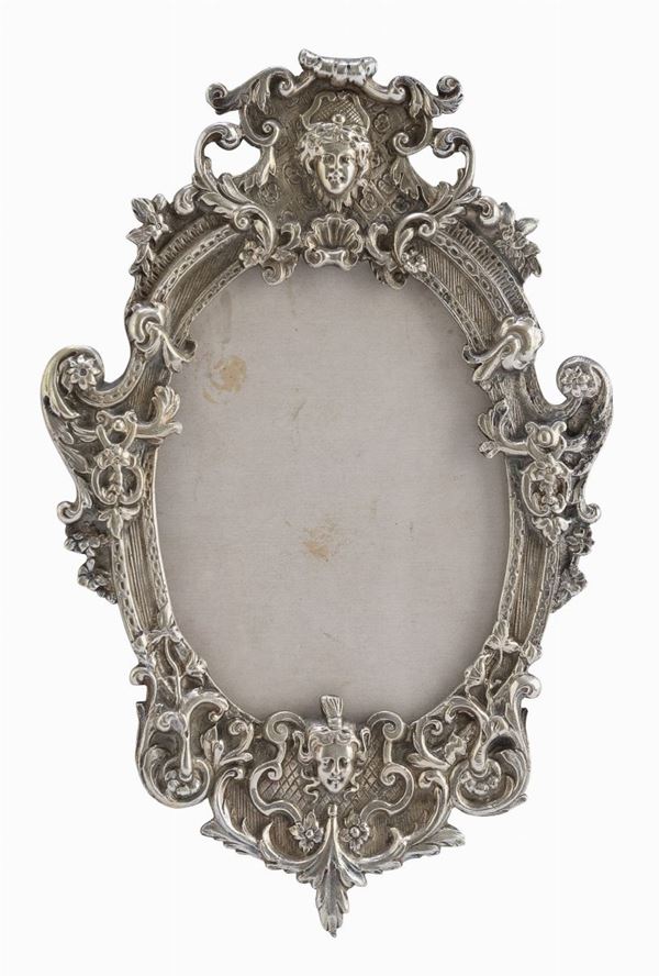 CORNICE IN METALLO ARGENTATO, NAPOLEONE III