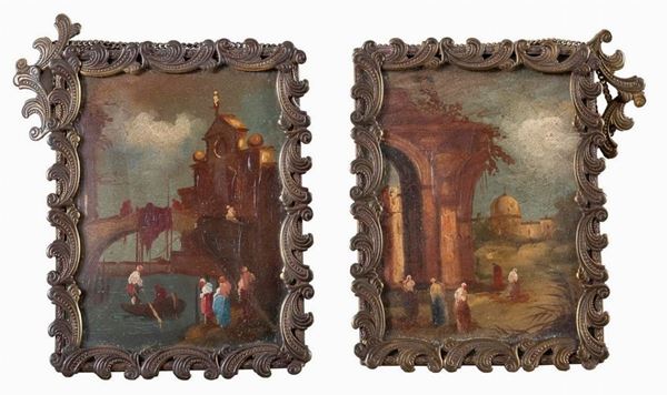 COPPIA DIPINTI VEDUTE VENEZIANE