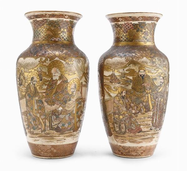 COPPIA DI VASI IN CERAMICA, GIAPPONE