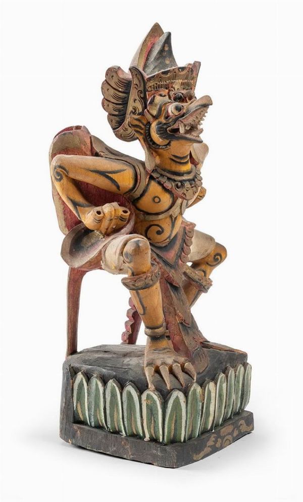 SCULTURA IN LEGNO DIPINTO, MALESIA