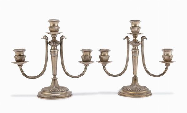 COPPIA DI CANDELABRI IN ARGENTO, FIRENZE