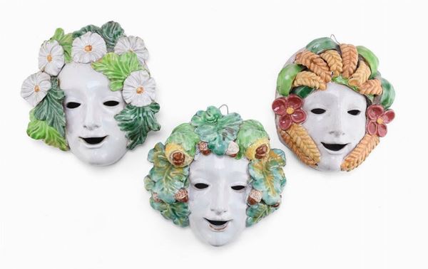TRE MASCHERE IN CERAMICA