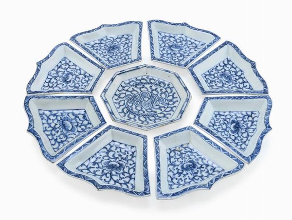ANTIPASTIERA BIANCO E BLU, CINA XIX SECOLO