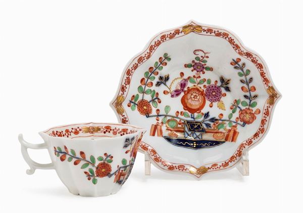 TAZZA E PIATTINO IN PORCELLANA, MEISSEN