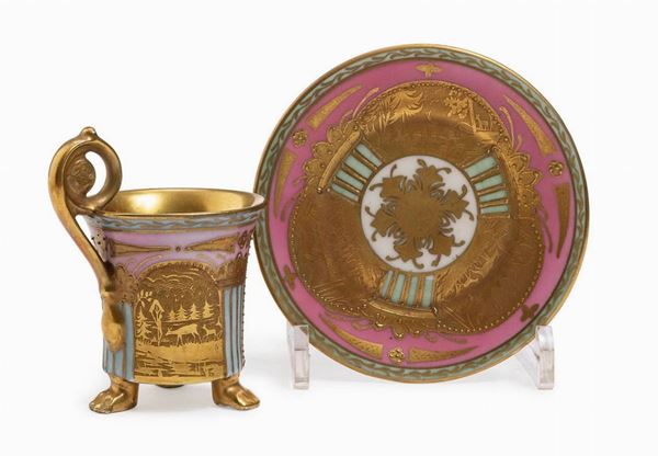 TAZZA E PIATTINO IN PORCELLANA, CECOSLOVACCHIA