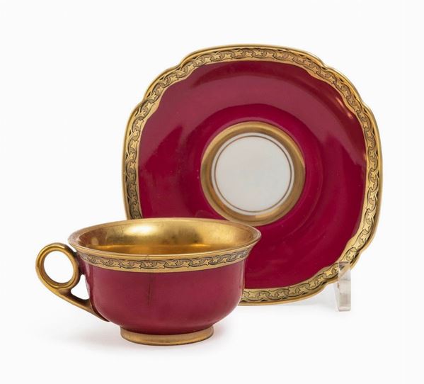TAZZA E PIATTINO IN PORCELLANA, CECOSLOVACCHIA