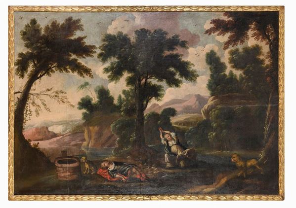 DIPINTO PIRAMO E TISBE DI PITTORE VENETO DEL SEICENTO