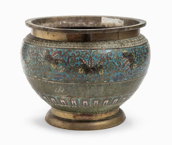 CACHEPOT IN BRONZO CLOISONN&#200;. GIAPPONE