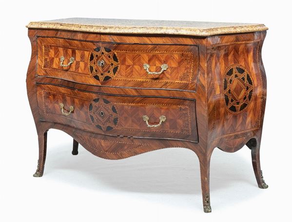 COMMODE IN EBANO VIOLA E ROSA, NAPOLI XVIII SECOLO