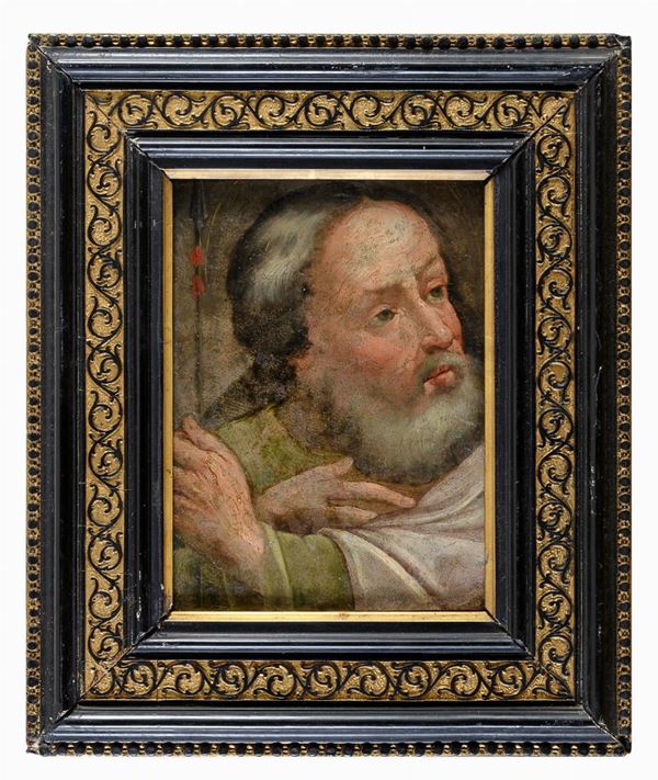 SAN TOMMASO APOSTOLO DI PITTORE FIAMMINGO DEL SEICENTO