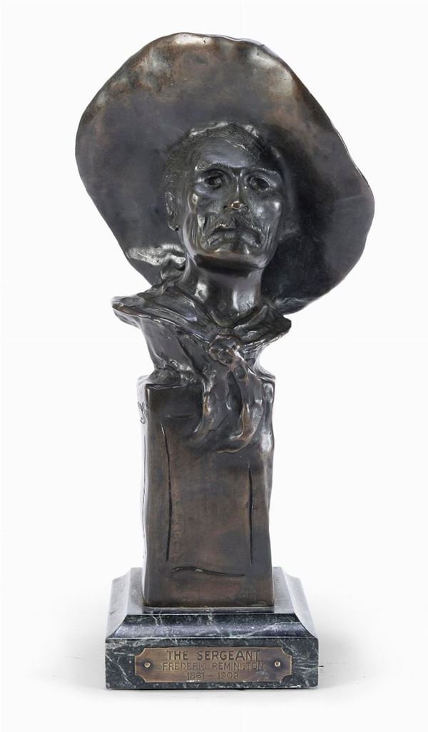 BRONZO THE SERGEANT DI FREDERIC SACKRIDER REMINGTON