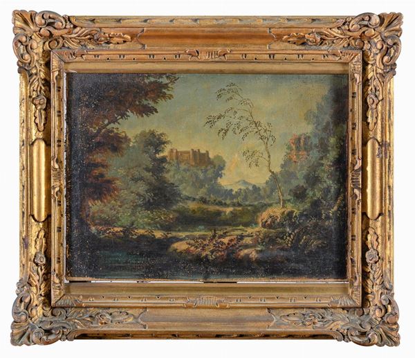 PAESAGGIO CON ROCCA MANIERA DI GASPARD DUGHET