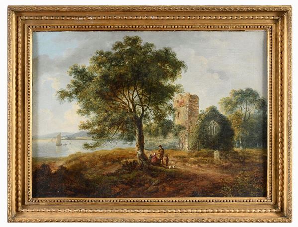 PAESAGGIO CON CHIESA ATTRIBUITO A PATRICK NASMYTH