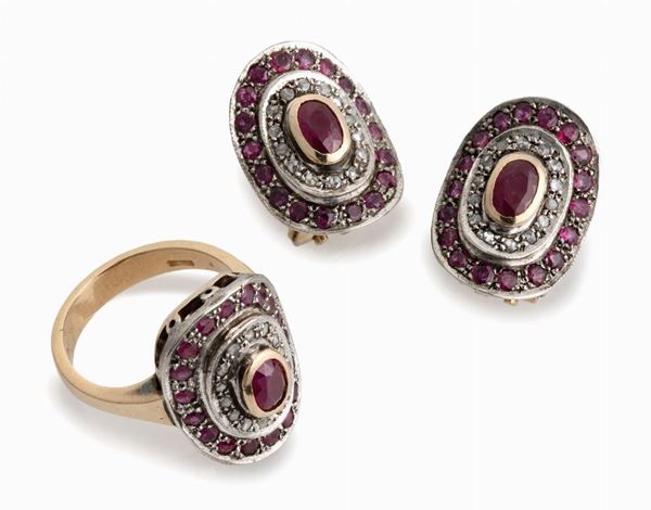 PARURE CON RUBINI E DIAMANTI