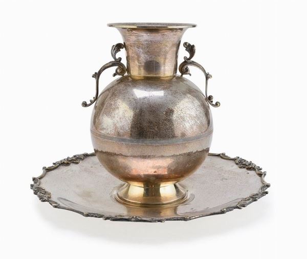 VASO CON PIATTO IN ARGENTO