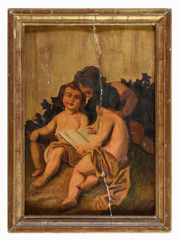 QUATTRO DIPINTI ALLEGORIE DI PUTTI