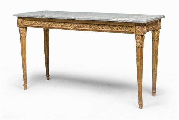CONSOLE IN LEGNO DORATO, PIEMONTE PERIODO LUIGI XVI