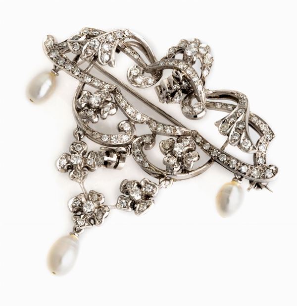 SPILLA CON PERLE E BRILLANTI