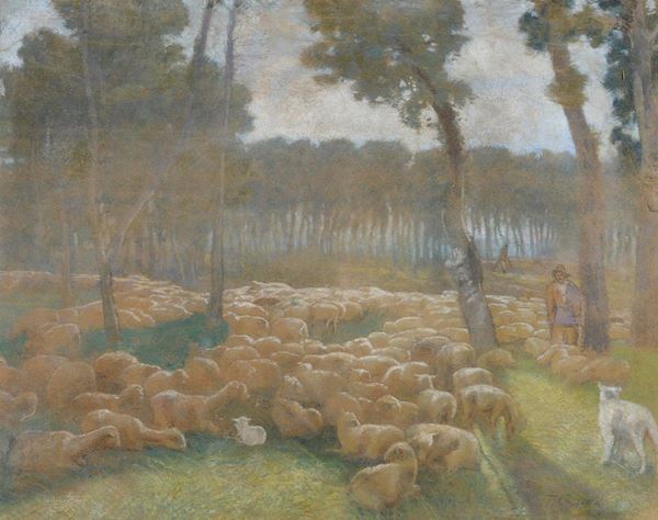 PASTELLO GREGGE NEL BOSCO DI TOMMASO CASCELLA