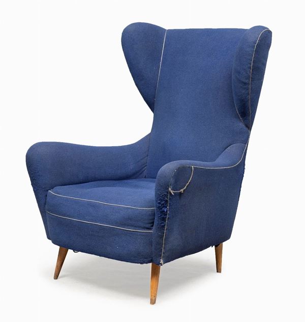 POLTRONA IN STOFFA BLU, ANNI &#39;50