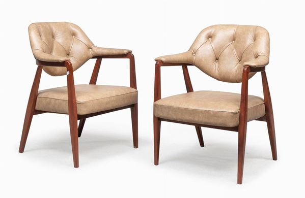 COPPIA DI POLTRONCINE IN PELLE, FRAU ANNI &#39;50