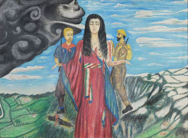 PASTELLO ALLEGORIA DELL&#39;ITALIA IN GUERRA