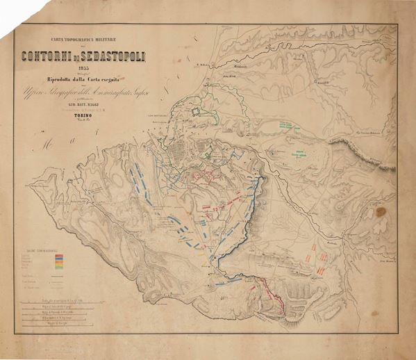 CARTA TOPOGRAFICA MILITARE DI SEBASTOPOLI 1855