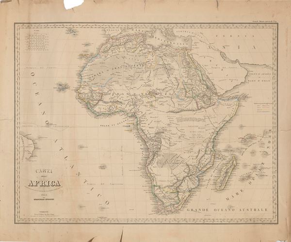 CARTA GEOGRAFICA DELL&#39;AFRICA 1855  - Asta ASTA T24 A TEMPO LIBRI ANTICHI E D'ARTE - Casa d'Aste Babuino