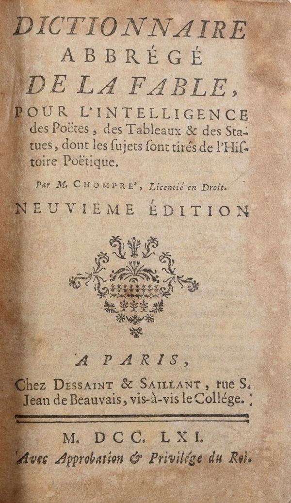VOLUME DICTIONNAIRE DE LA FABLE